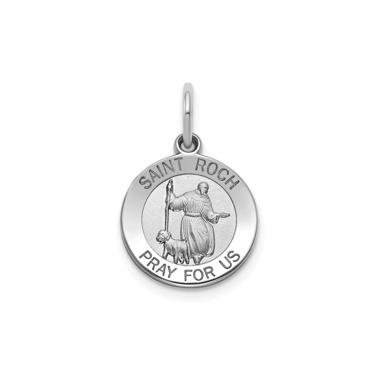 Round St. Roch Medal in Sterling Silver, 13.25mm Satin - Sophia Jewelers