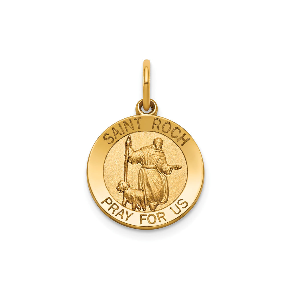 Round St. Roch Medal in 14K Yellow Gold, 14.5mm - Sophia Jewelers
