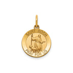 Round St. Roch Medal in 14K Yellow Gold, 14.5mm - Sophia Jewelers