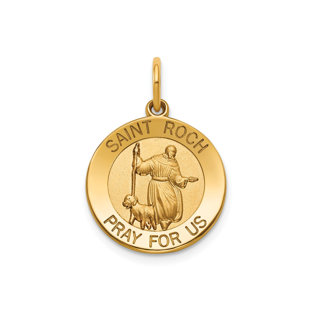 Round St. Roch Medal in 14K Yellow Gold, 16.25mm - Sophia Jewelers