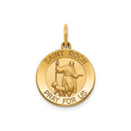 Round St. Roch Medal in 14K Yellow Gold, 16.25mm - Sophia Jewelers