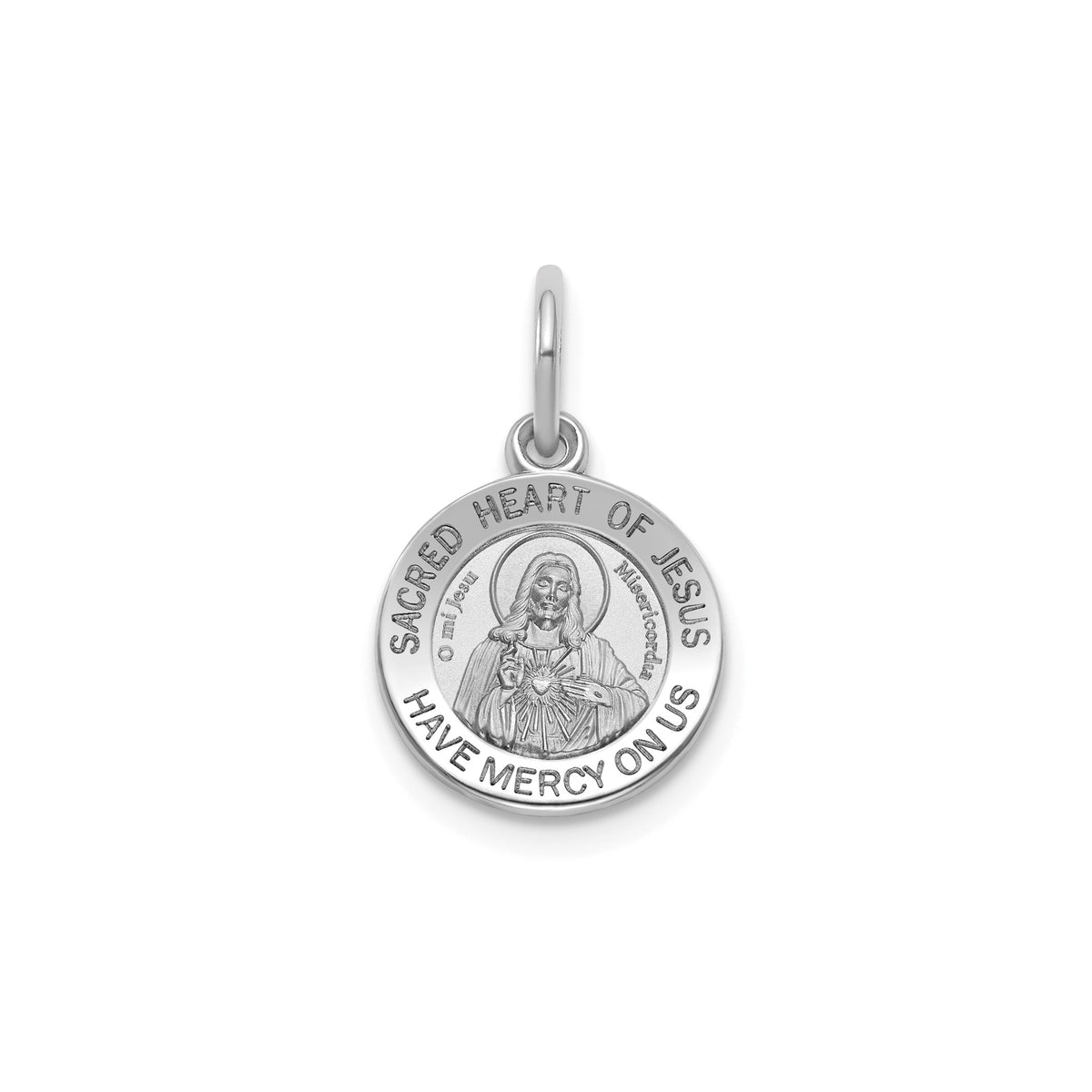 Sacred Heart of Jesus Medal in Sterling Silver, Satin - Sophia Jewelers Main image