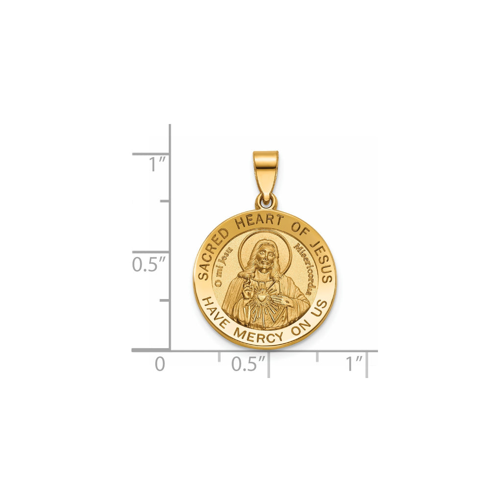 Sacred Heart of Jesus Medal in 14K Yellow Gold, 18.25mm - Sophia Jewelers