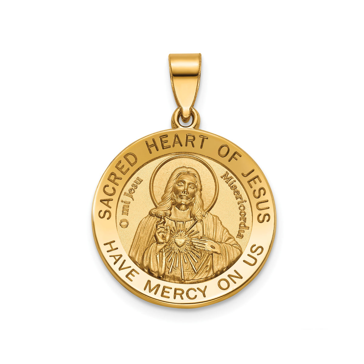 Sacred Heart of Jesus Medal in 14K Yellow Gold, 18.25mm - Sophia Jewelers Main image