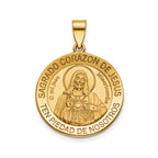 Round Sagrado Corazon Medal in 14K Yellow Gold, 20.25mm - Sophia Jewelers