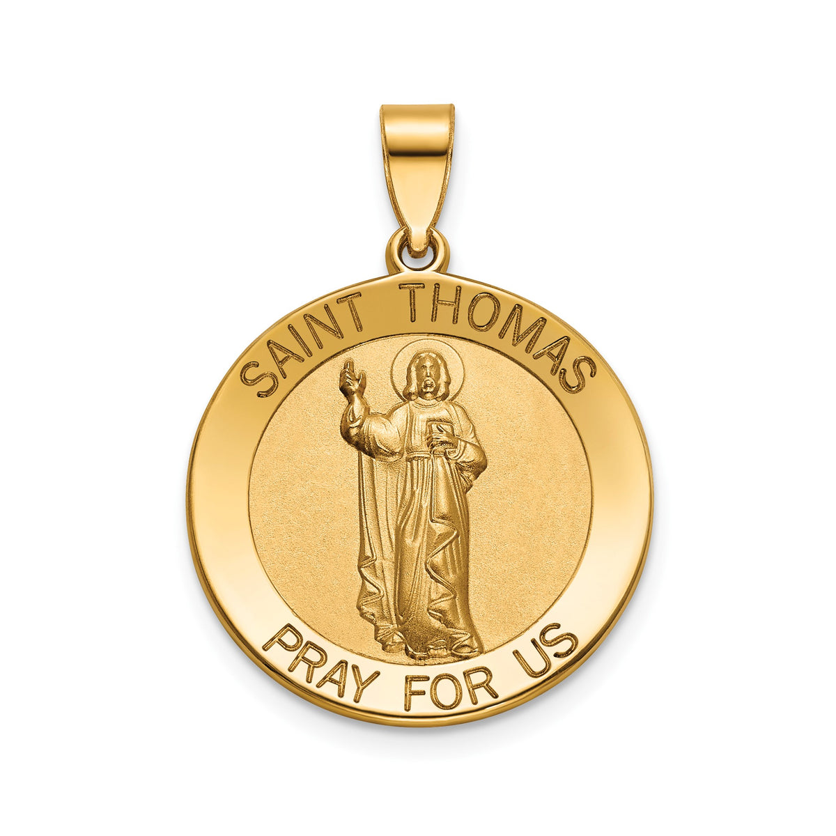 Round St. Thomas Medal in 14K Yellow Gold, 20.25mm - Sophia Jewelers Main image