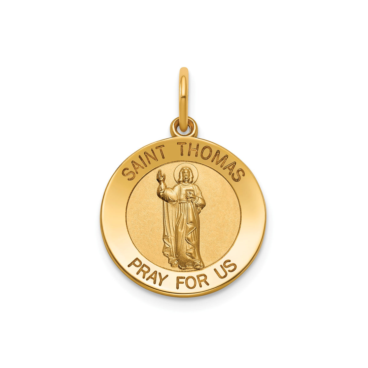 Round St. Thomas Medal in 14K Yellow Gold, 16.25mm - Sophia Jewelers Main image