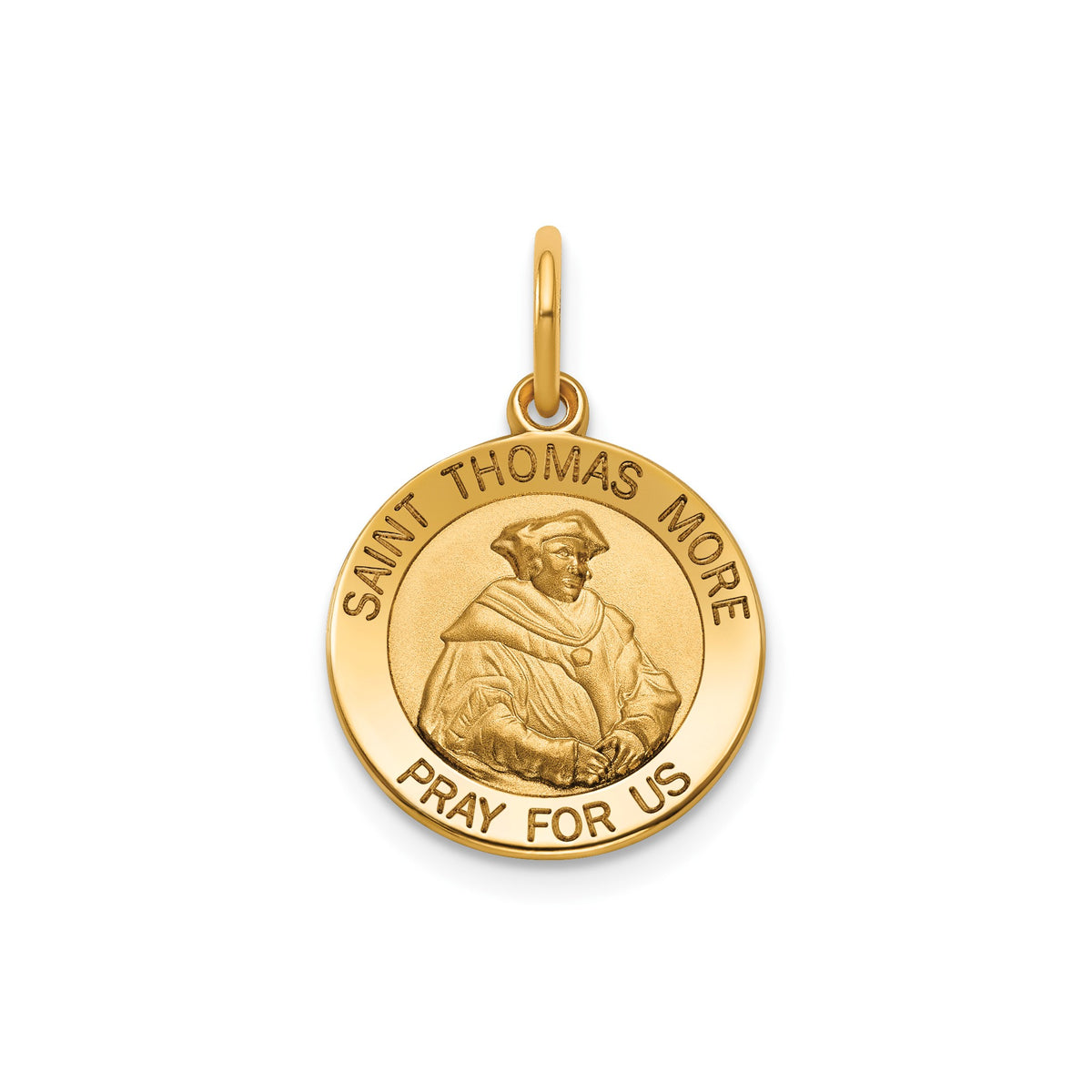 Round St. Thomas More Medal in 14K Yellow Gold, 14.5mm - Sophia Jewelers Main image