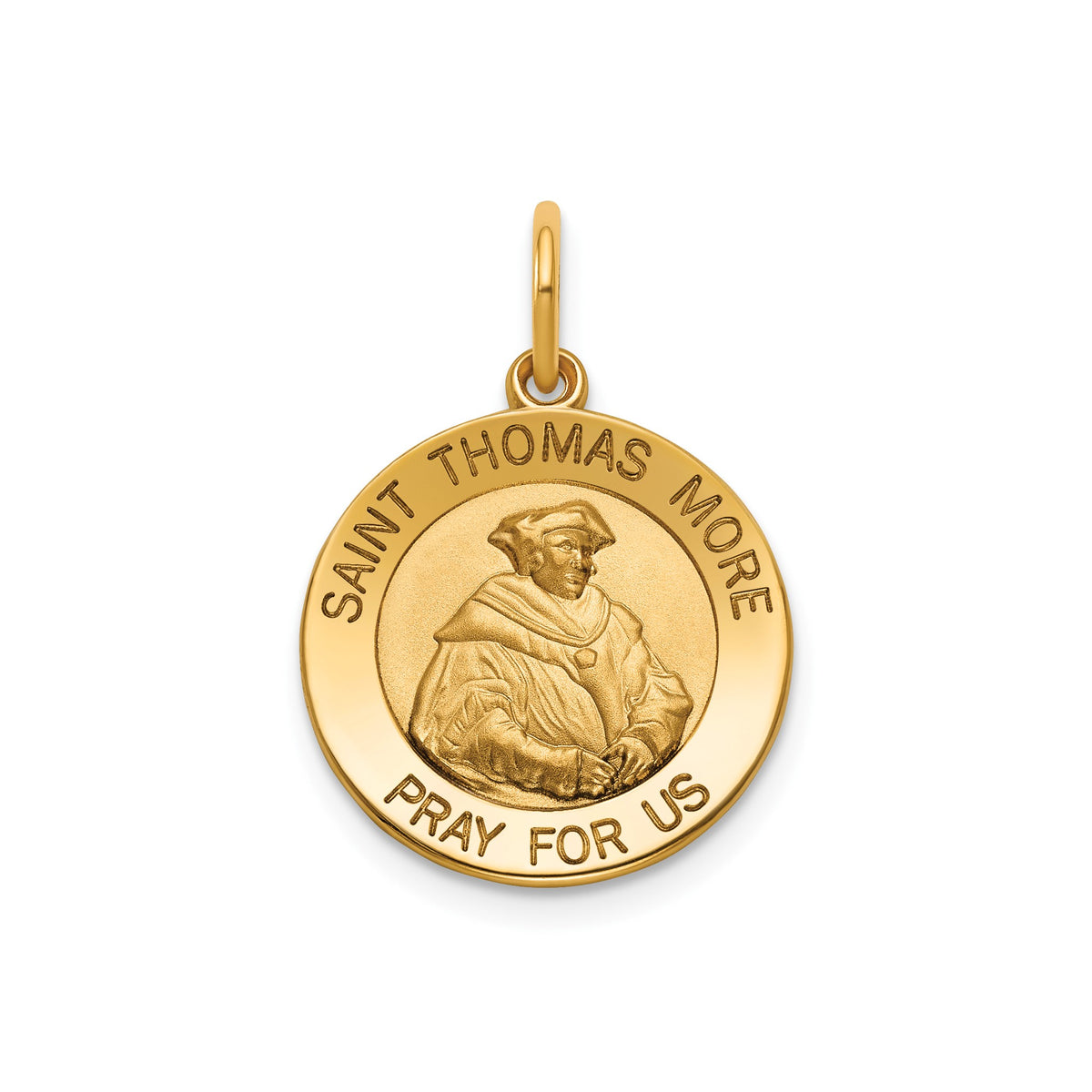 Round St. Thomas More Medal in 14K Yellow Gold, 16.25mm - Sophia Jewelers Main image