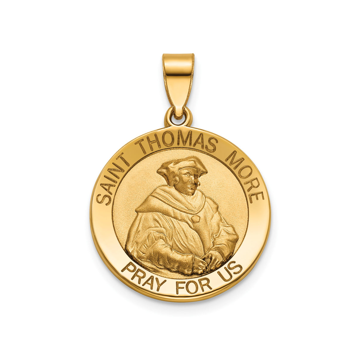 Round St. Thomas More Medal in 14K Yellow Gold, 18.25mm - Sophia Jewelers Main image
