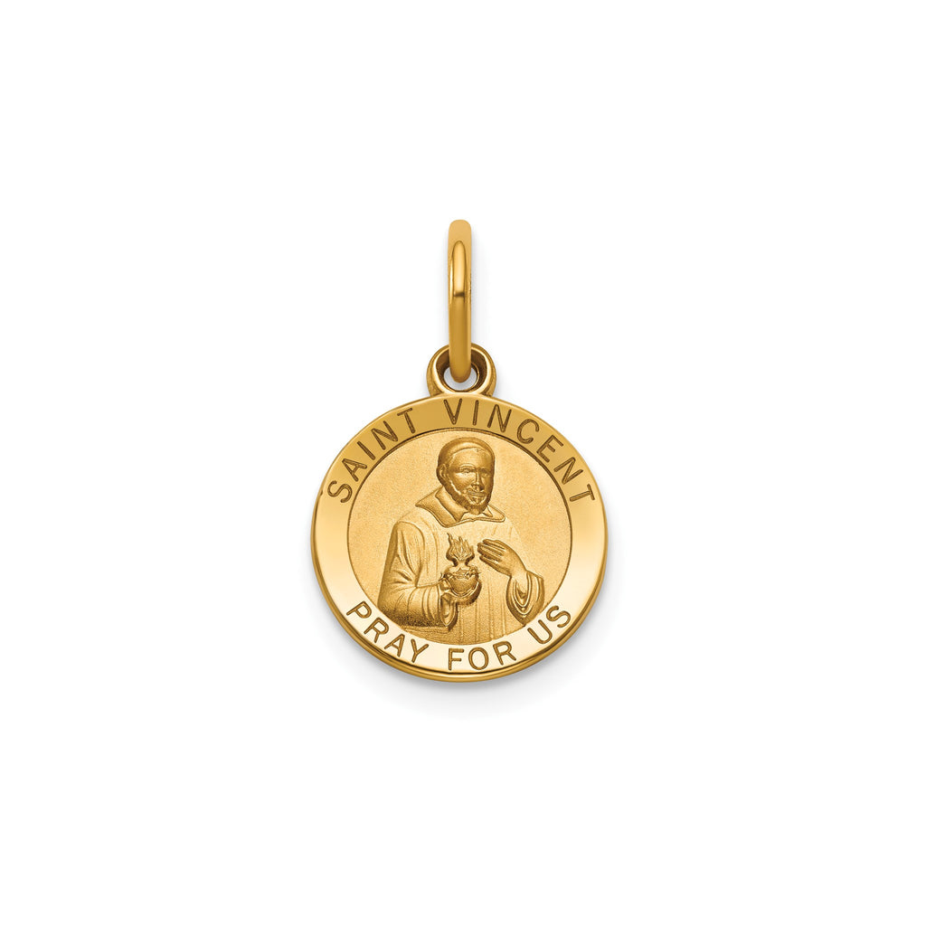 Round St. Vincent Medal in 14K Yellow Gold, 11.5mm - Sophia Jewelers