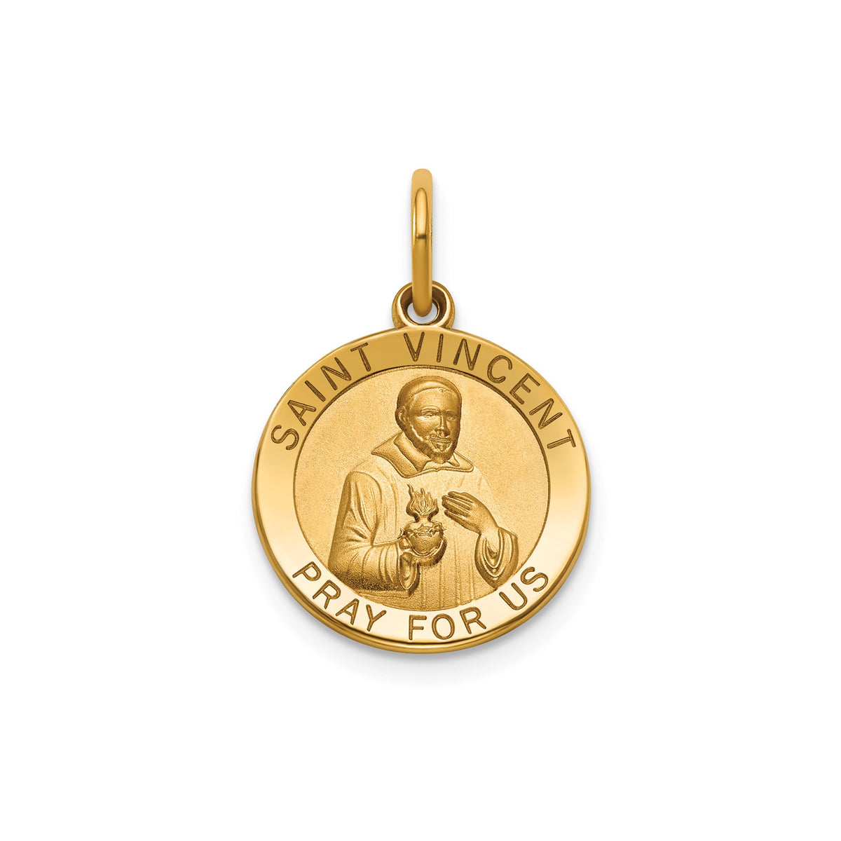 Round St. Vincent Medal in 14K Yellow Gold, 14.5mm - Sophia Jewelers Main image
