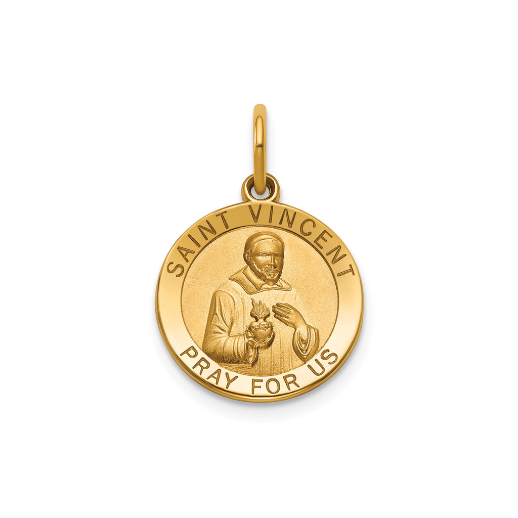 Round St. Vincent Medal in 14K Yellow Gold, 14.5mm - Sophia Jewelers