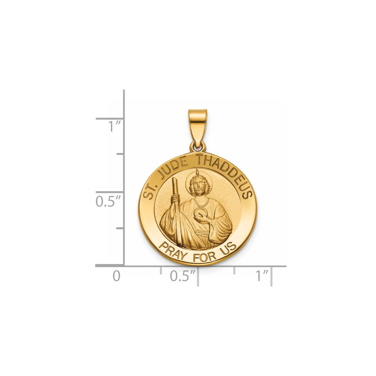 Round St. Jude Thaddeus Medal in 14K Yellow Gold - Sophia Jewelers