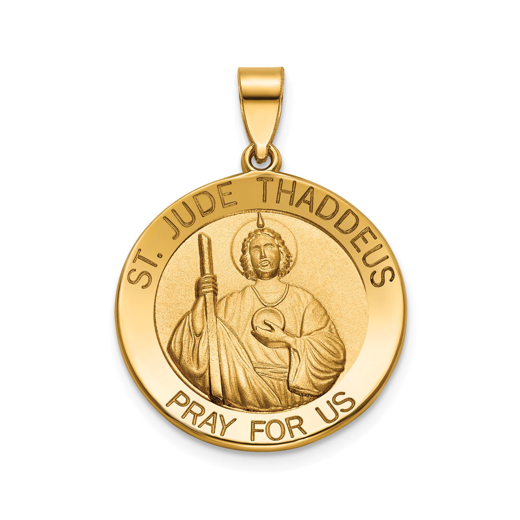 Round St. Jude Thaddeus Medal in 14K Yellow Gold - Sophia Jewelers