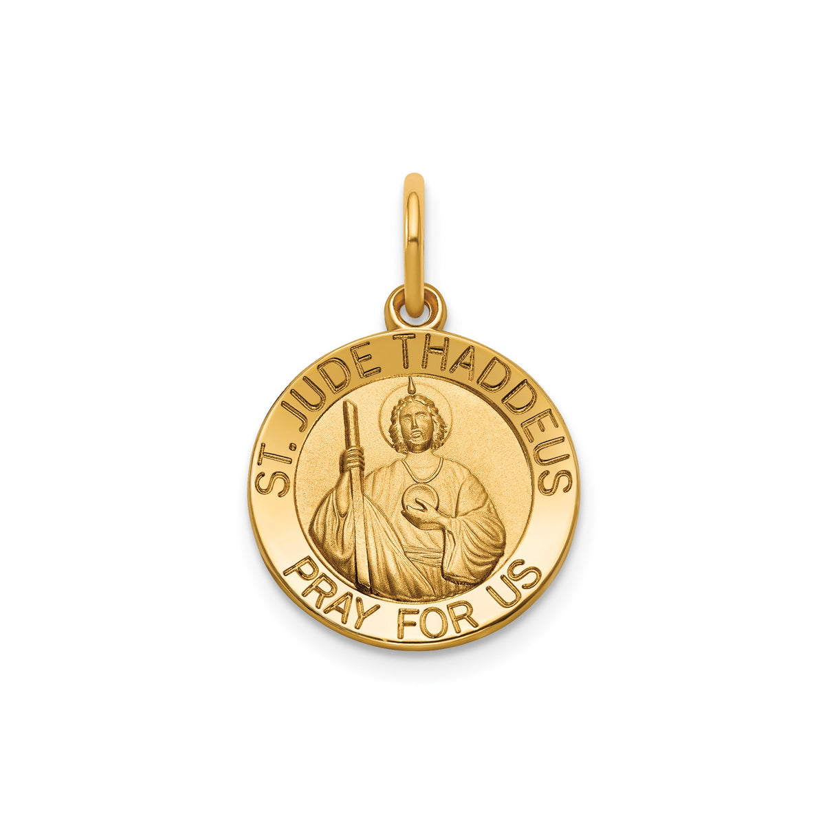 Round St. Jude Thaddeus Medal in 14K Yellow Gold - Sophia Jewelers Main image