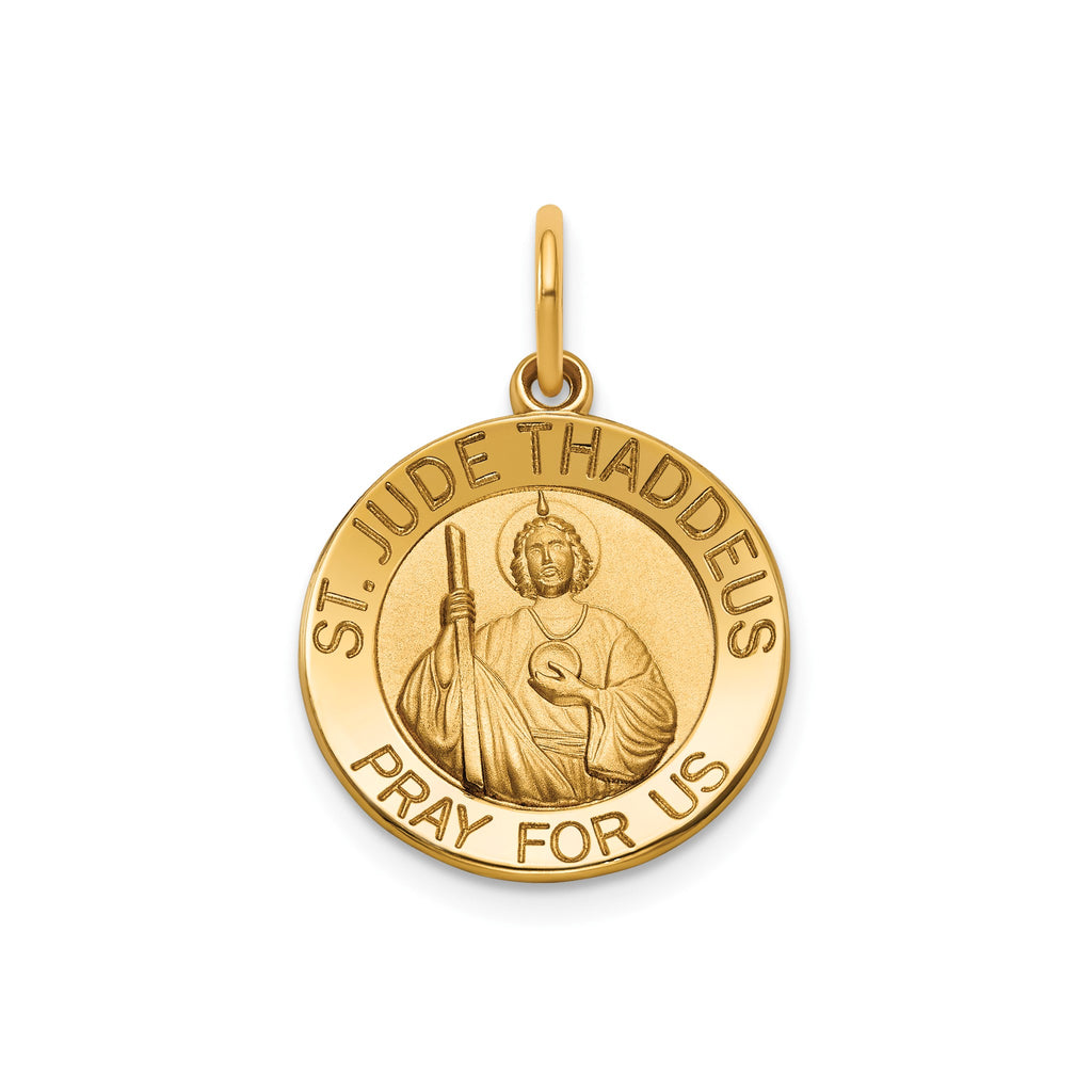 Round St. Jude Thaddeus Medal in 14K Yellow Gold - Sophia Jewelers