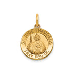 Round St. Jude Thaddeus Medal in 14K Yellow Gold - Sophia Jewelers