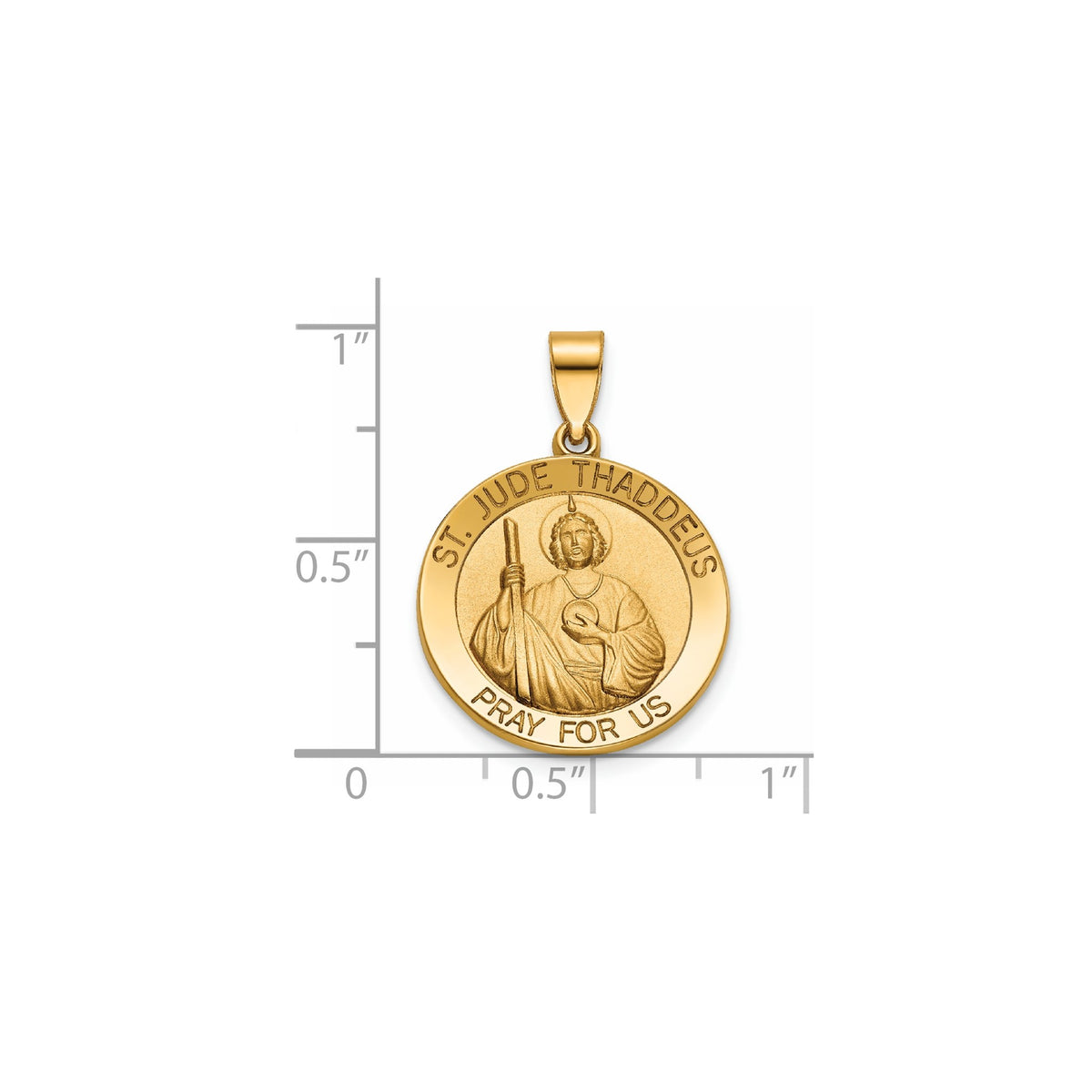 Round St. Jude Thaddeus Medal in 14K Yellow Gold - Sophia Jewelers