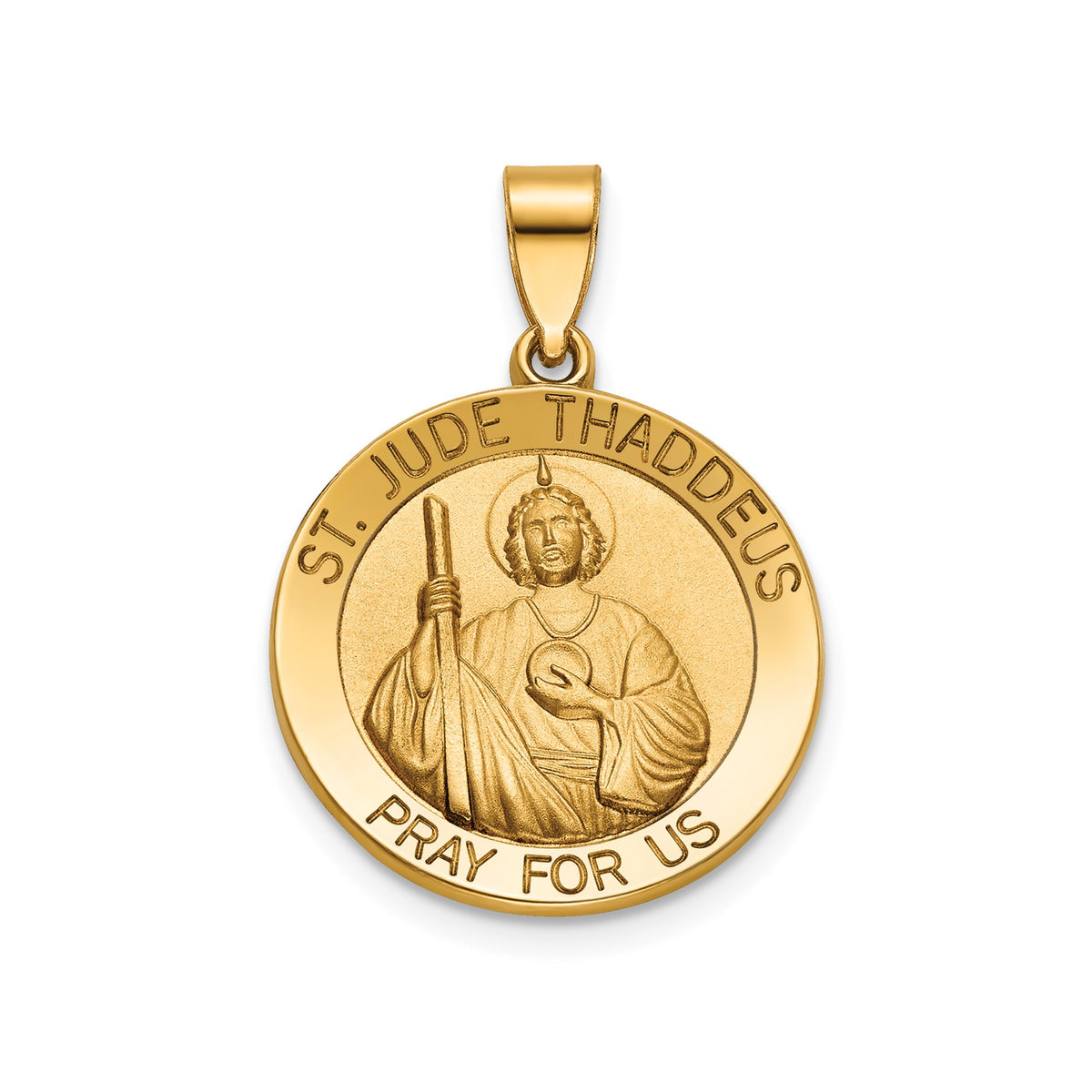 Round St. Jude Thaddeus Medal in 14K Yellow Gold - Sophia Jewelers