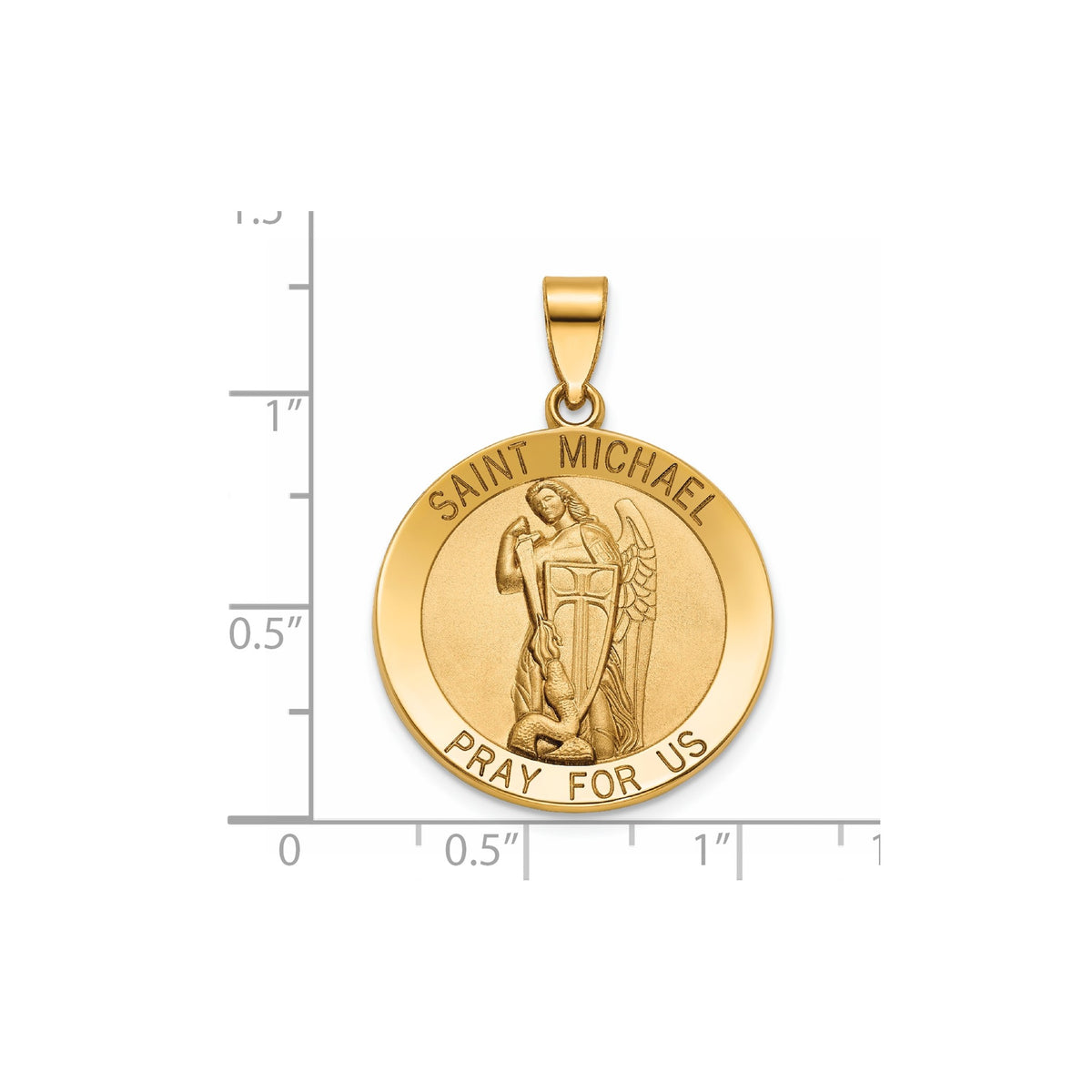 Round St. Michael Medal in 14K Yellow Gold - Sophia Jewelers