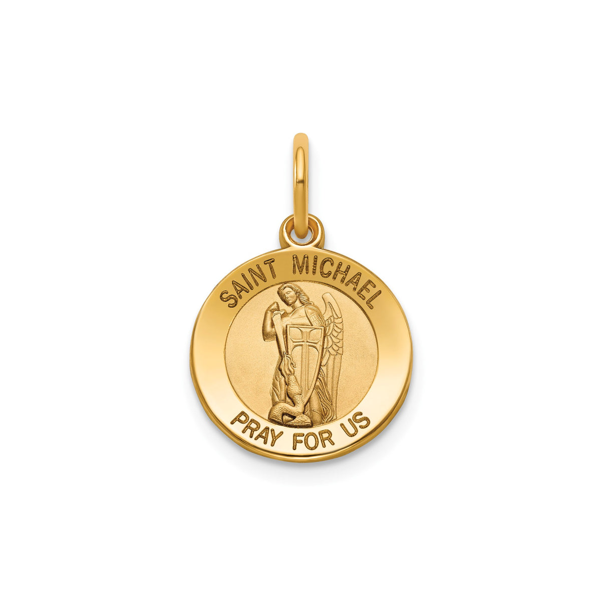 Round St. Michael Medal in 14K Yellow Gold - Sophia Jewelers Main image
