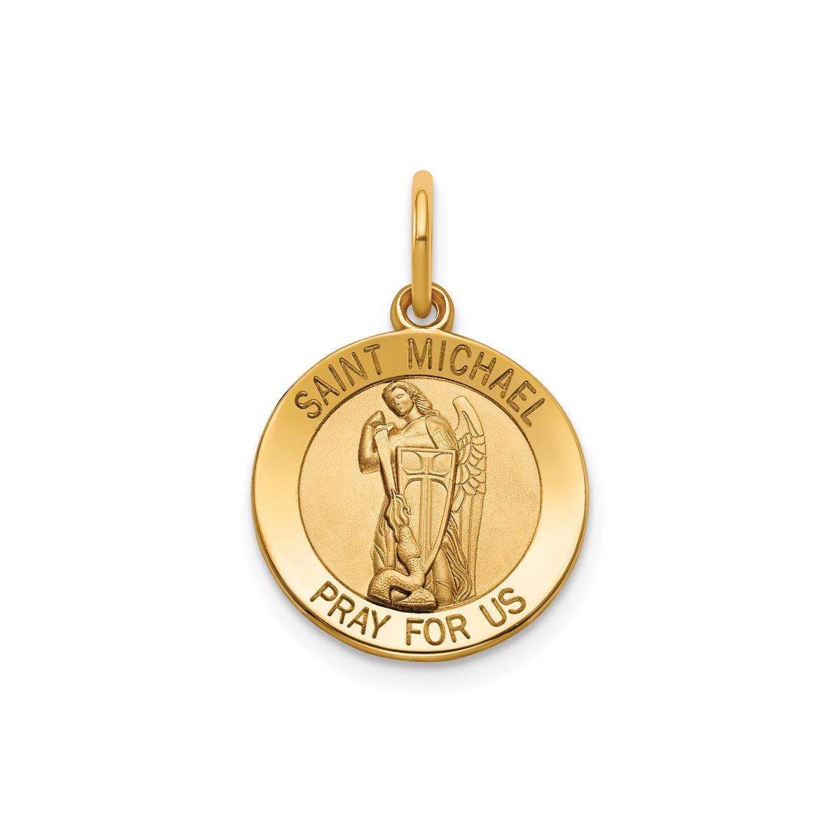 Round St. Michael Medal in 14K Yellow Gold - Sophia Jewelers