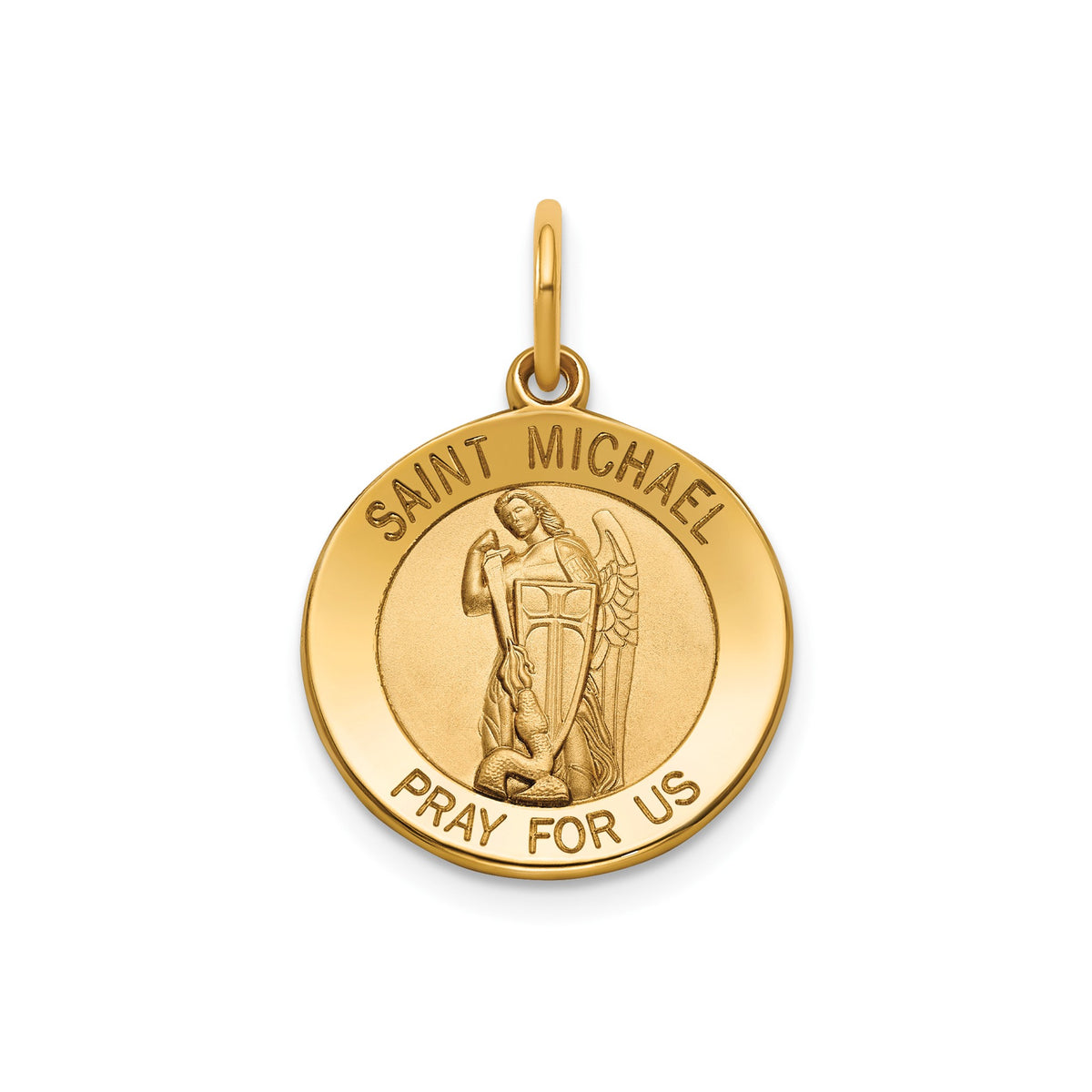 Round St. Michael Medal in 14K Yellow Gold - Sophia Jewelers Main image