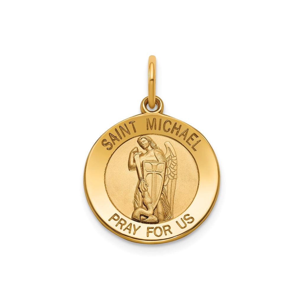 Round St. Michael Medal in 14K Yellow Gold - Sophia Jewelers