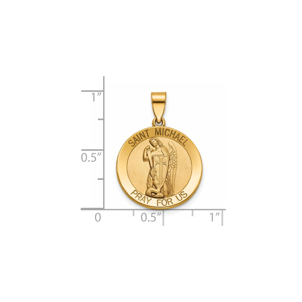 Round St. Michael Medal in 14K Yellow Gold - Sophia Jewelers