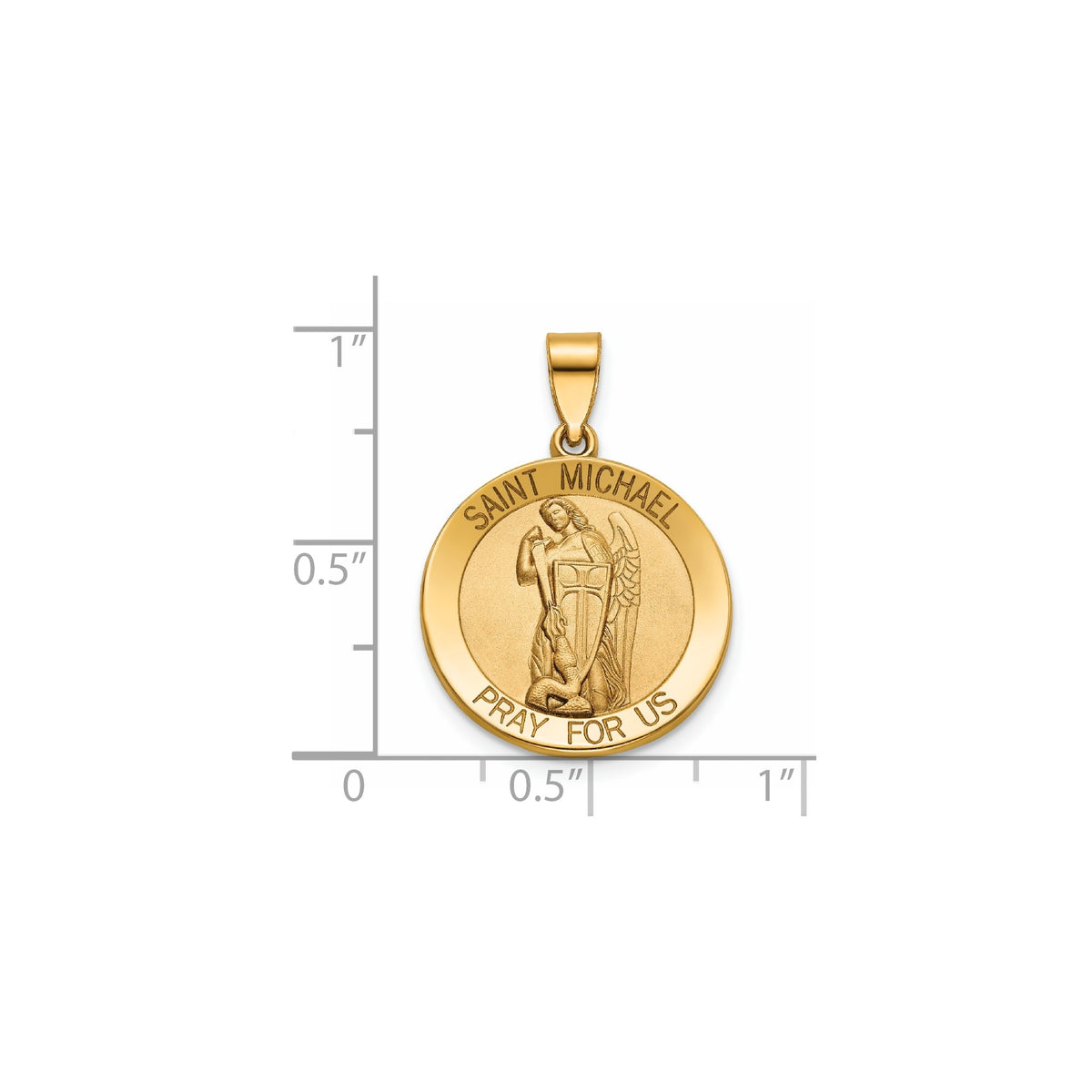 Round St. Michael Medal in 14K Yellow Gold - Sophia Jewelers