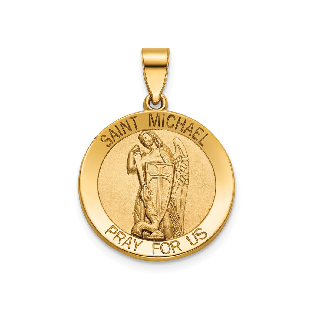 Round St. Michael Medal in 14K Yellow Gold - Sophia Jewelers