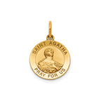 Round St. Agatha Medal in Gold-Plated Sterling Silver - Sophia Jewelers