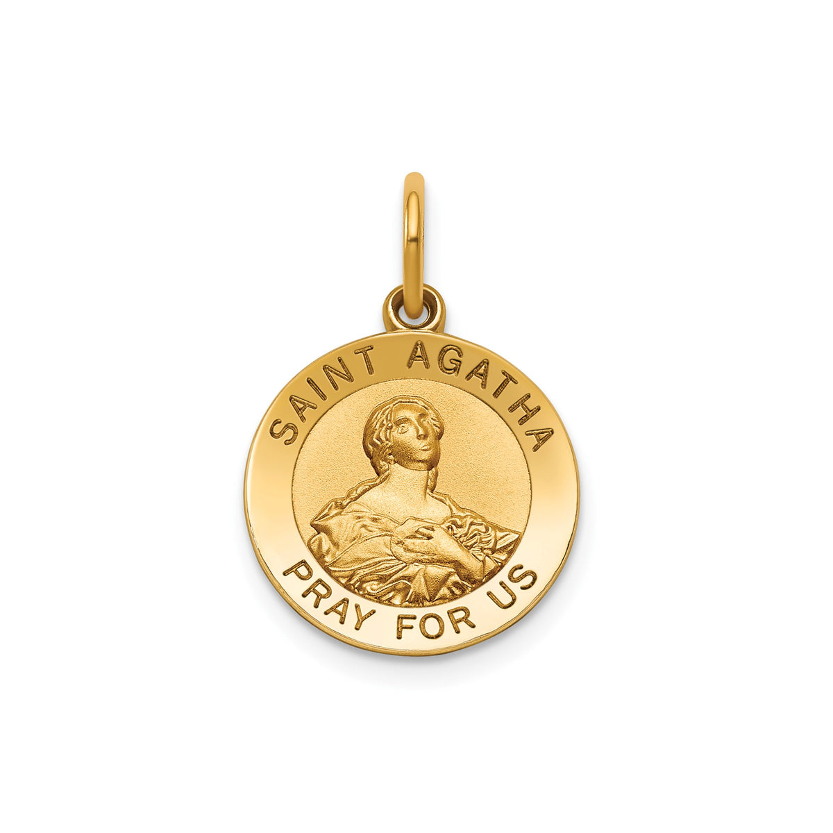 Round St. Agatha Medal in Gold-Plated Sterling Silver - Sophia Jewelers