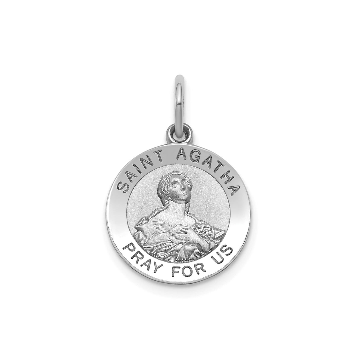 Round St. Agatha Medal in Sterling Silver, Satin - Sophia Jewelers