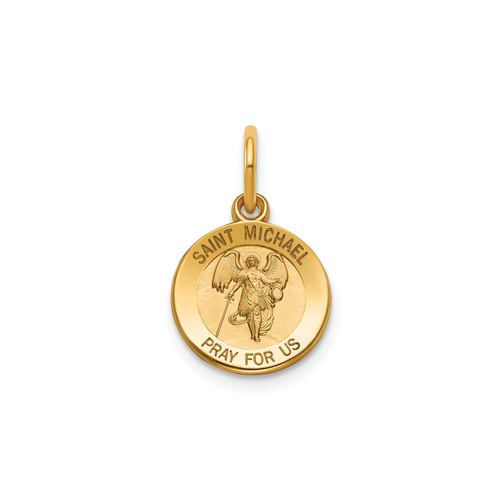 Round St. Michael Medal in 14K Yellow Gold - Sophia Jewelers