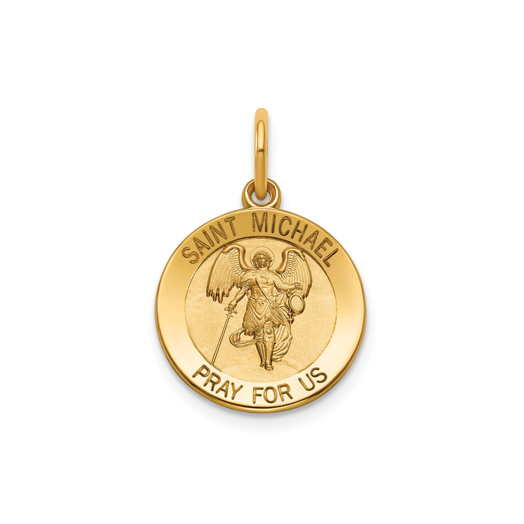 Round St. Michael Medal in 14K Yellow Gold, 14.5mm - Sophia Jewelers