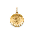 Round St. Michael Medal in 14K Yellow Gold, 14.5mm - Sophia Jewelers