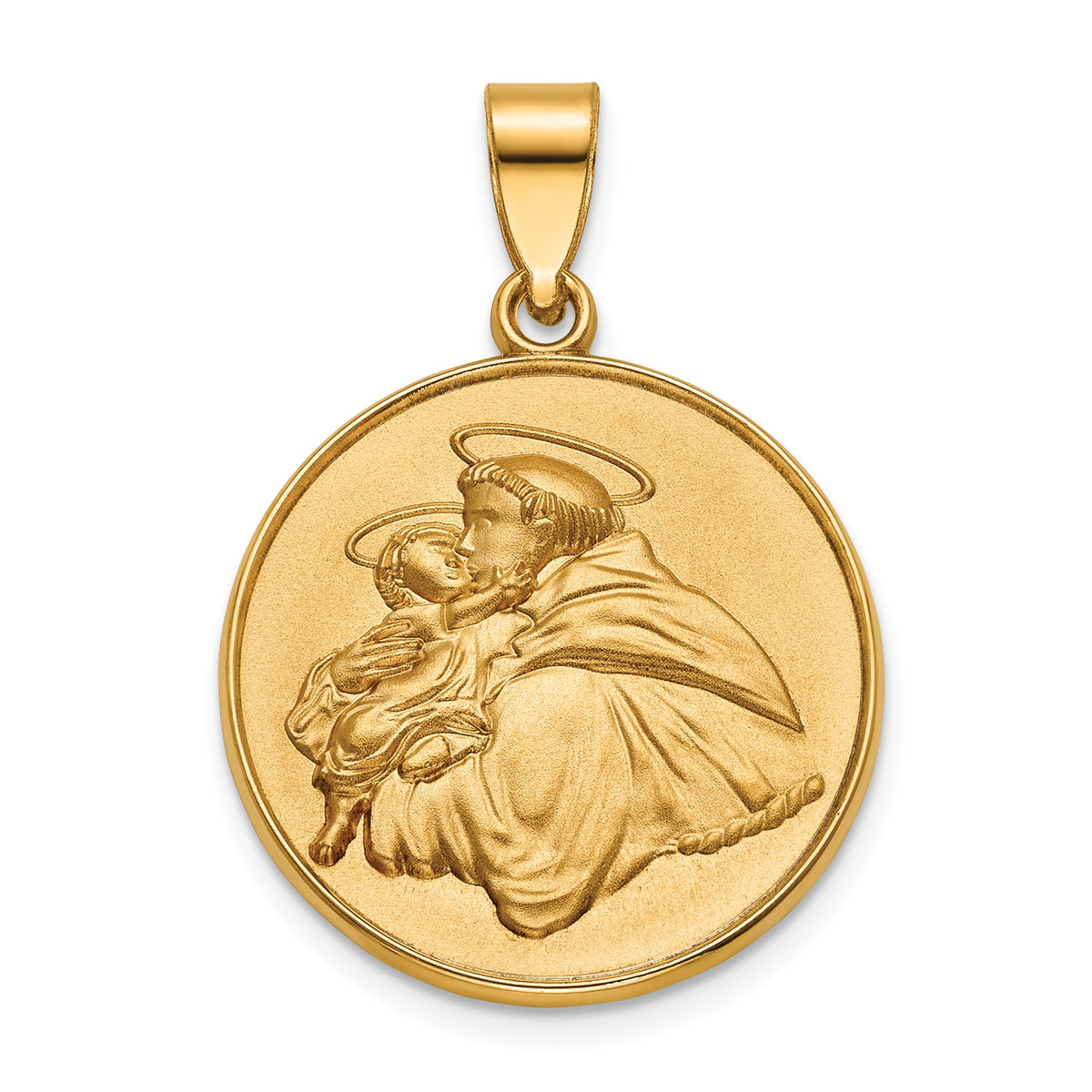 Round St. Anthony Medal in Gold-Plated Sterling Silver, 22mm - Sophia Jewelers Main image