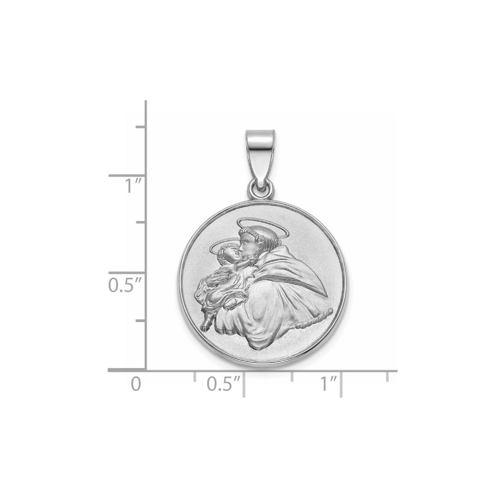 Round St. Anthony Medal in Sterling Silver, 22mm Satin - Sophia Jewelers