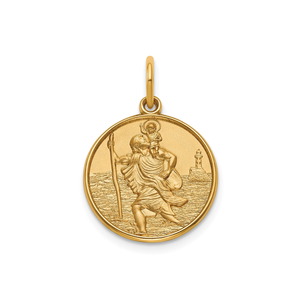Round St. Christopher Medal in Gold-Plated Sterling Silver, 16.25mm - Sophia Jewelers Main image