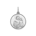 Round St. Joseph Medal in Sterling Silver, 16.25mm Satin - Sophia Jewelers