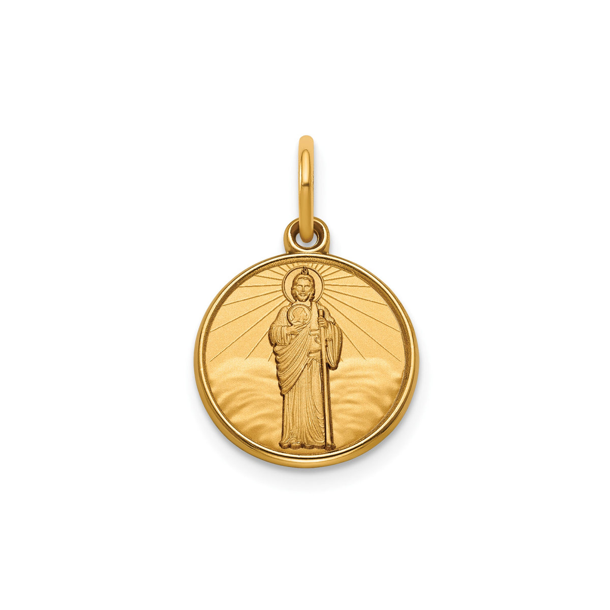 Round St. Jude Thaddeus Medal in Gold-Plated Sterling Silver, 13.25mm - Sophia Jewelers Main image