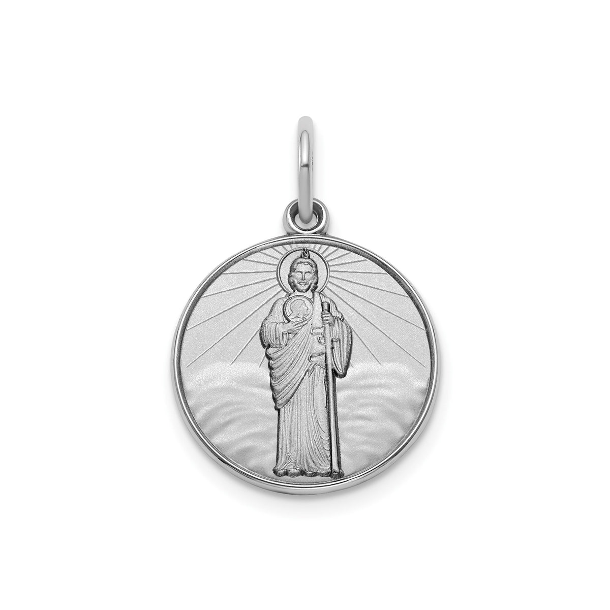 Round St. Jude Thaddeus Medal in Sterling Silver, 16.25mm Satin - Sophia Jewelers Main image