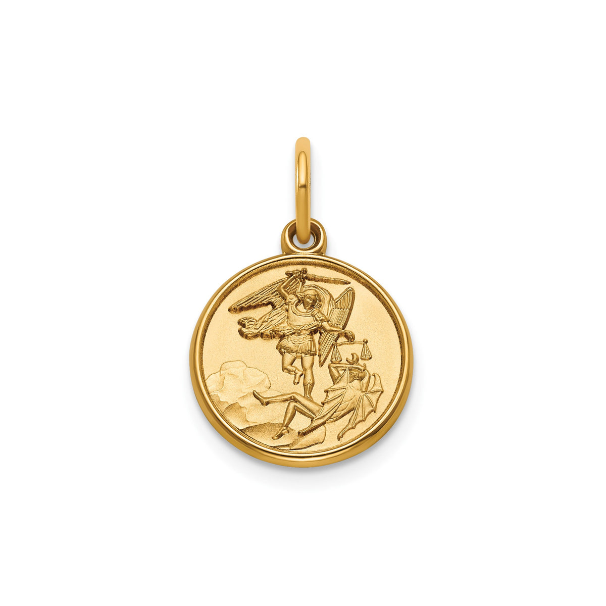 Round St. Michael Medal in Gold-Plated Sterling Silver, 13.25mm - Sophia Jewelers Main image