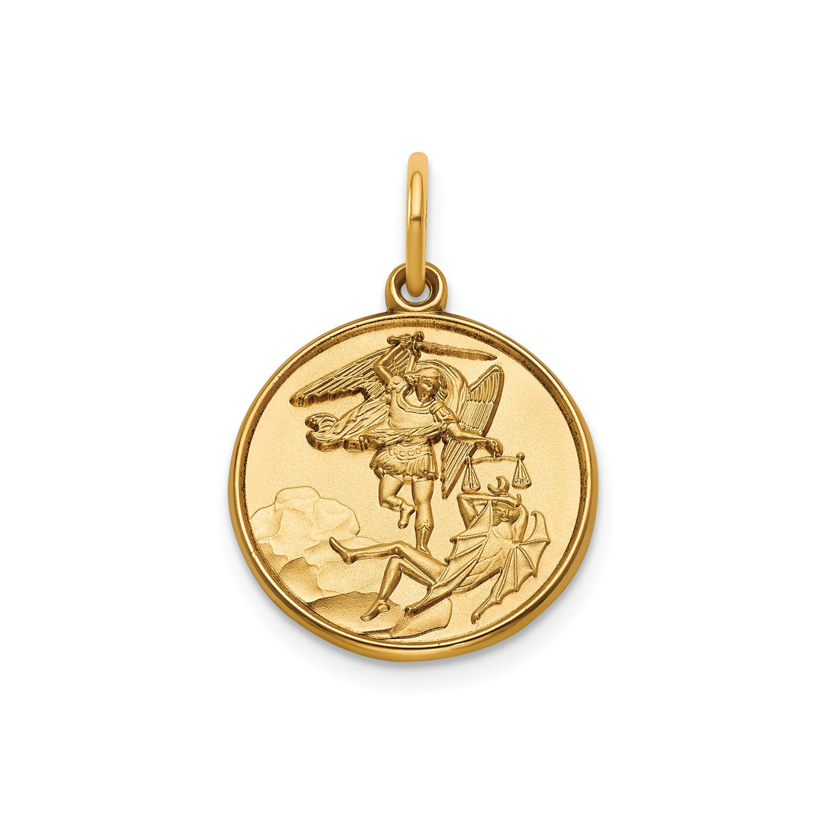 Round St. Michael Medal in Gold-Plated Sterling Silver, 16.25mm - Sophia Jewelers