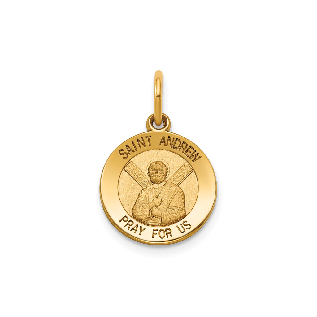 Round St. Andrew Medal in 14K Yellow Gold, 13.25mm - Sophia Jewelers
