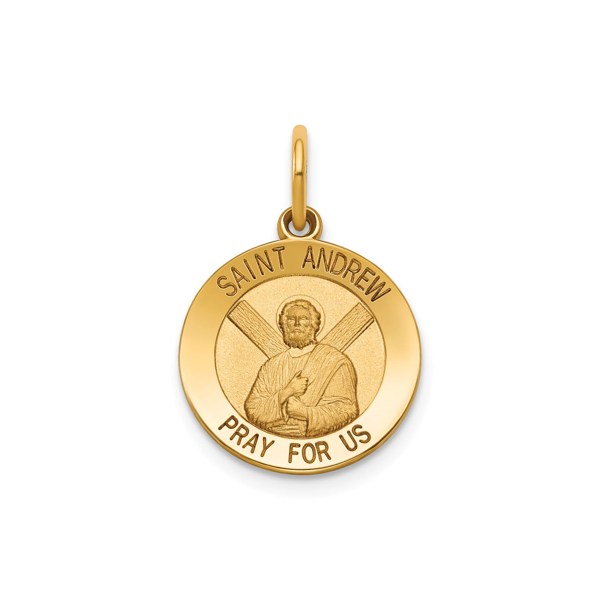 Round St. Andrew Medal in 14K Yellow Gold, 14.5mm - Sophia Jewelers