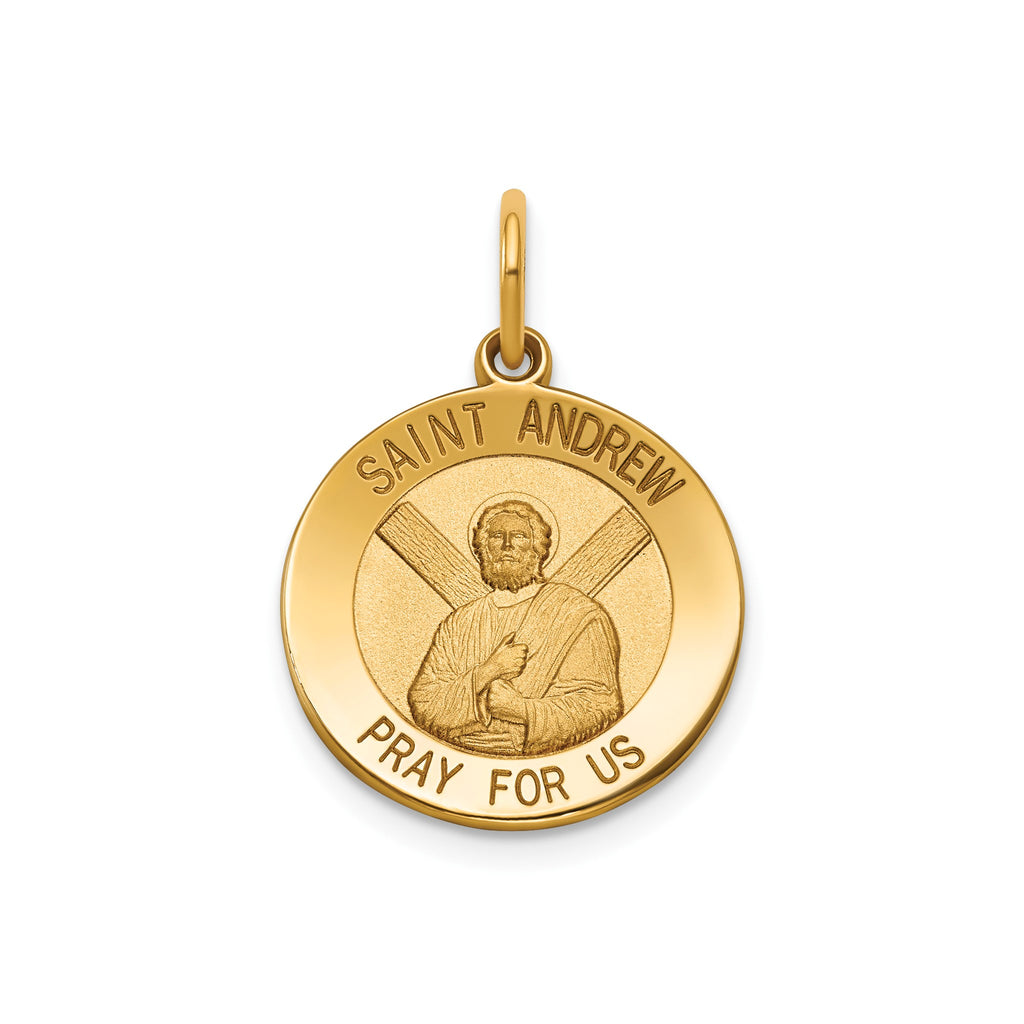 Round St. Andrew Medal in 14K Yellow Gold, 16.25mm - Sophia Jewelers