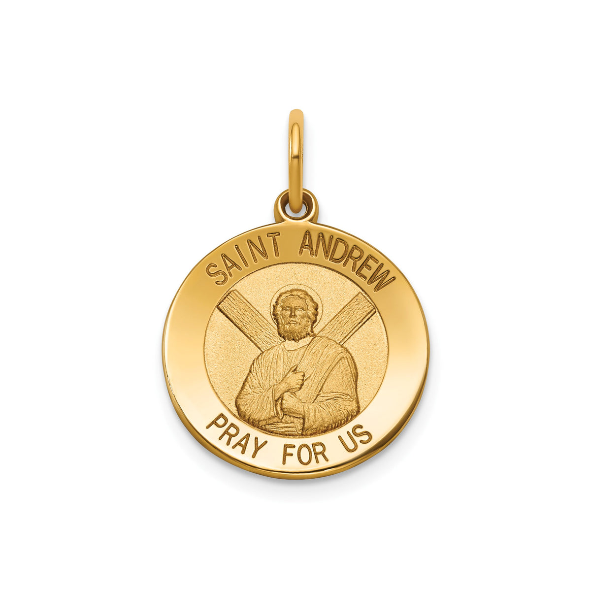 Round St. Andrew Medal in 14K Yellow Gold, 16.25mm - Sophia Jewelers